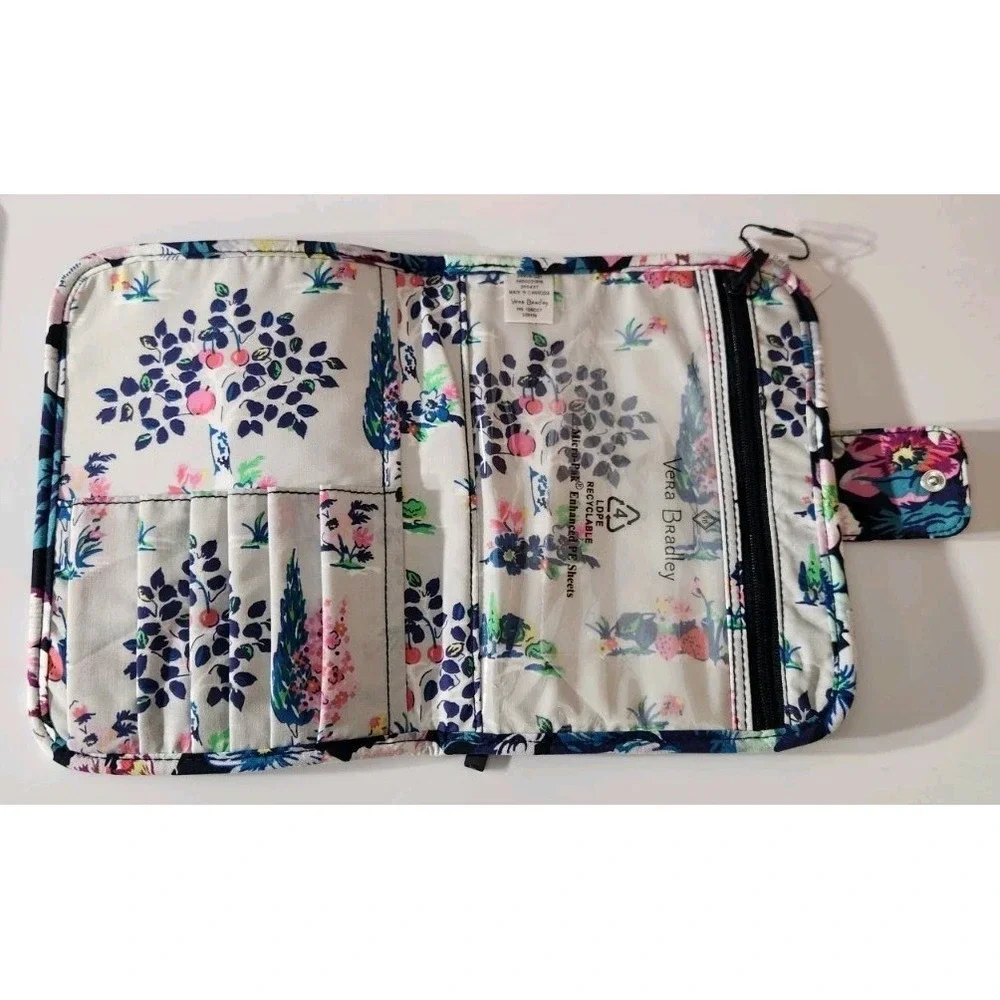 Vera Bradley Zip-In Makeup Brush Case Garden Grove Blue Pink Soft Organization‎