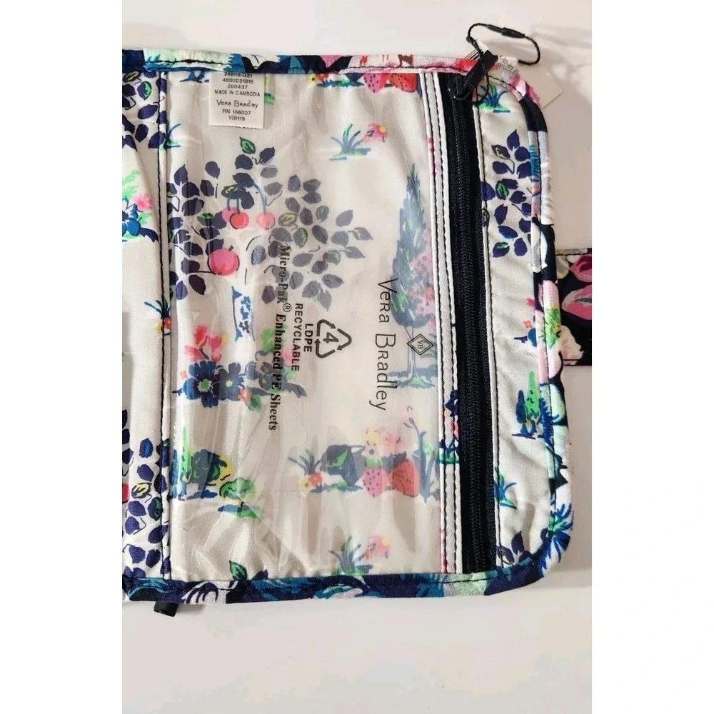 Vera Bradley Zip-In Makeup Brush Case Garden Grove Blue Pink Soft Organization‎