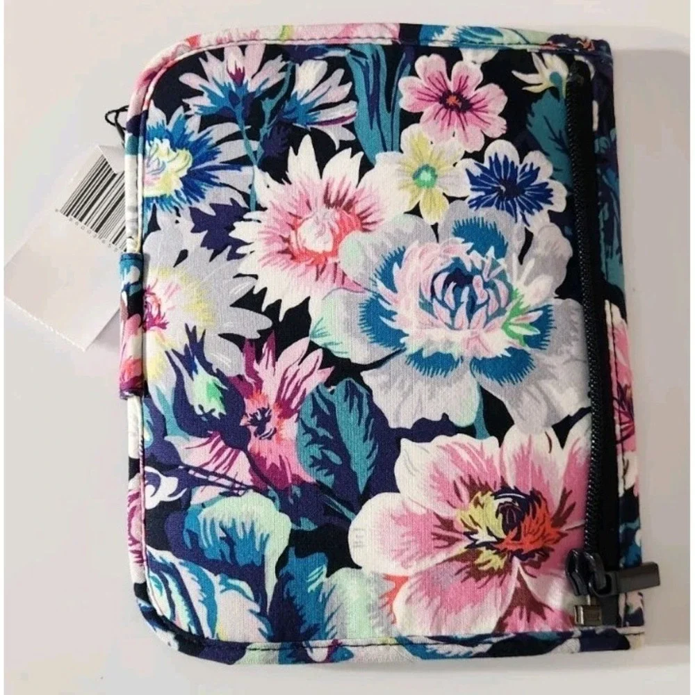 Vera Bradley Zip-In Makeup Brush Case Garden Grove Blue Pink Soft Organization‎