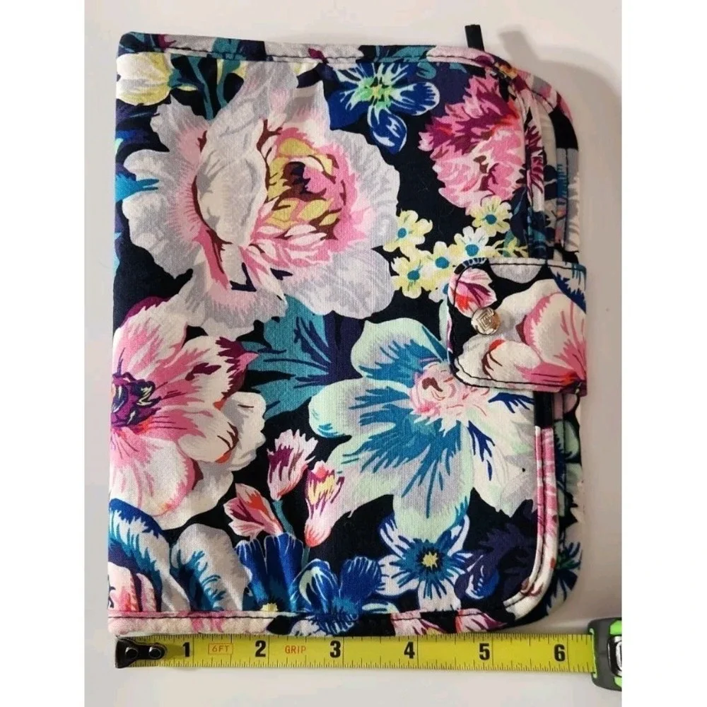 Vera Bradley Zip-In Makeup Brush Case Garden Grove Blue Pink Soft Organization‎