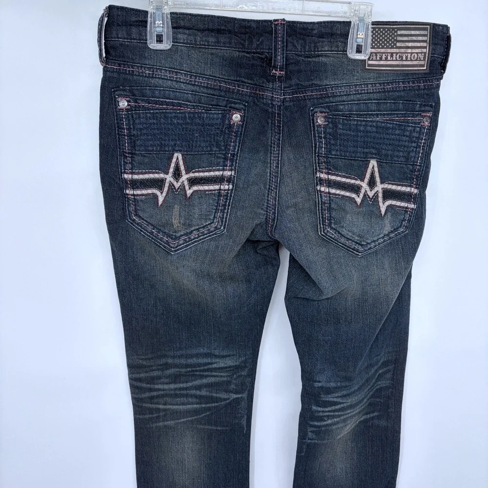 Affliction Gage Jeans Size 34 Mens Denim Biker Grunge Distressed Grunge Dark Y2K