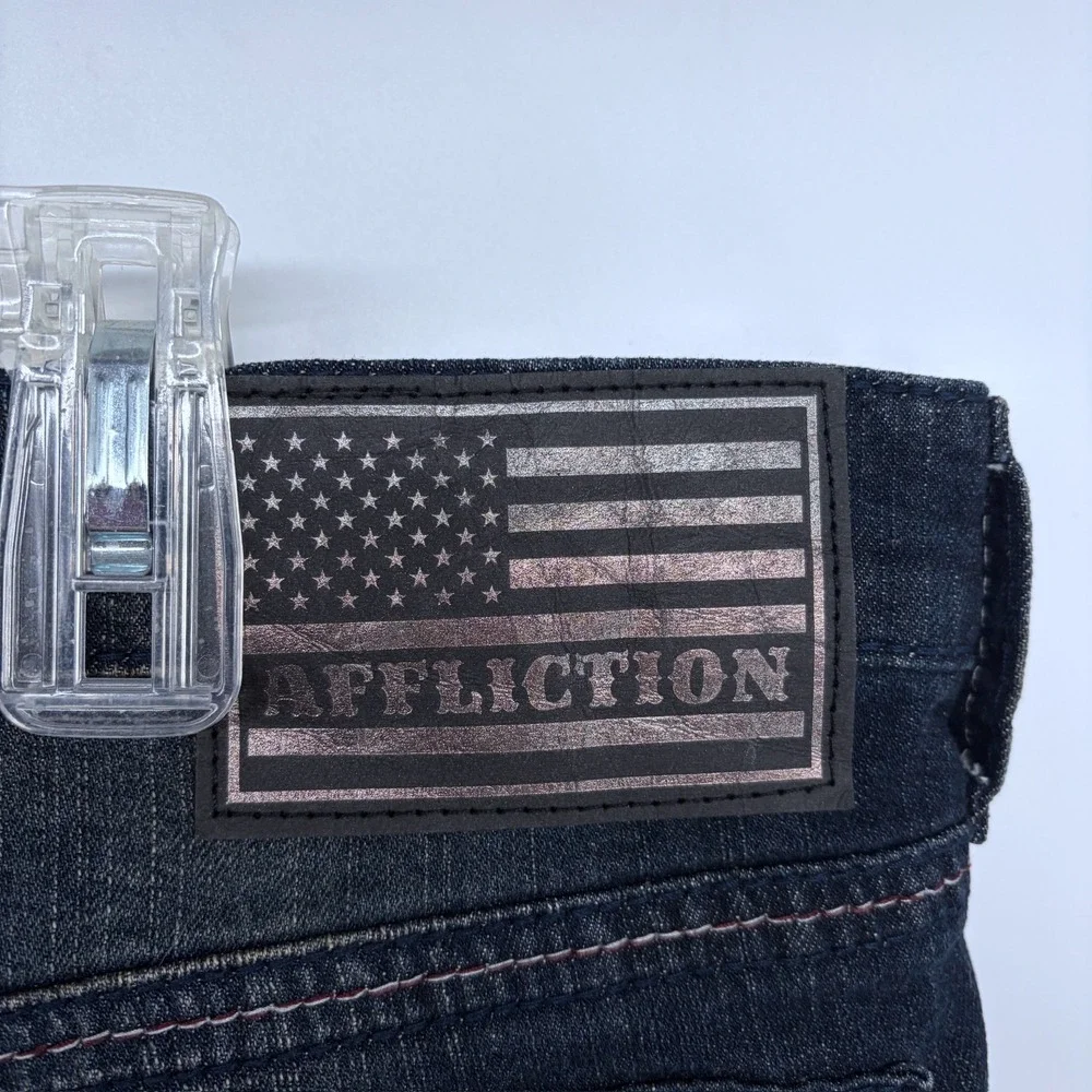 Affliction Gage Jeans Size 34 Mens Denim Biker Grunge Distressed Grunge Dark Y2K