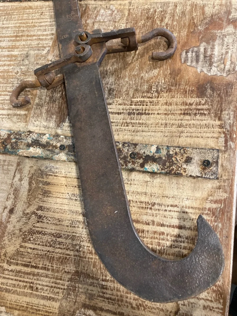 Antique Chatillon 100 lb Steelyard Scale w/ Weights – Rustic Industrial Decor