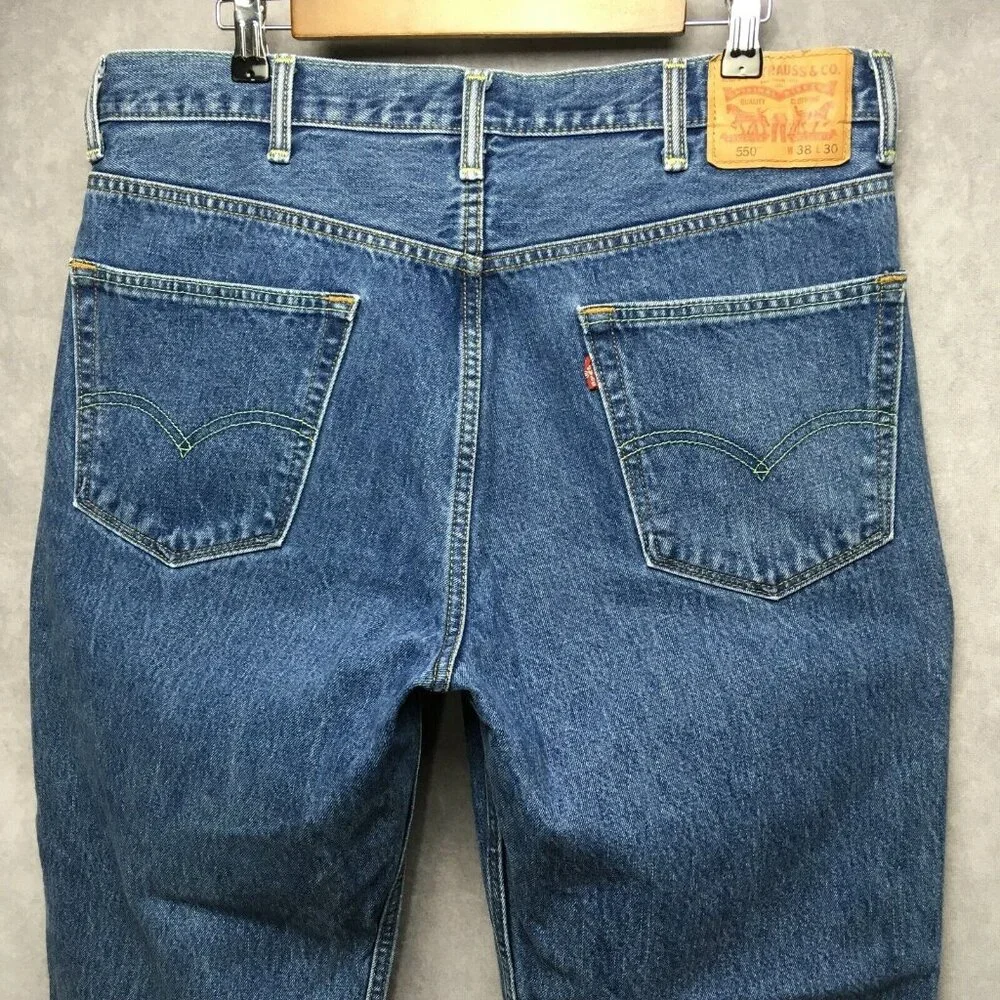 Levis‎ Mens Jeans 550 Relaxed Fit Blue size 38x30 Cotton Denim Zipper Fly