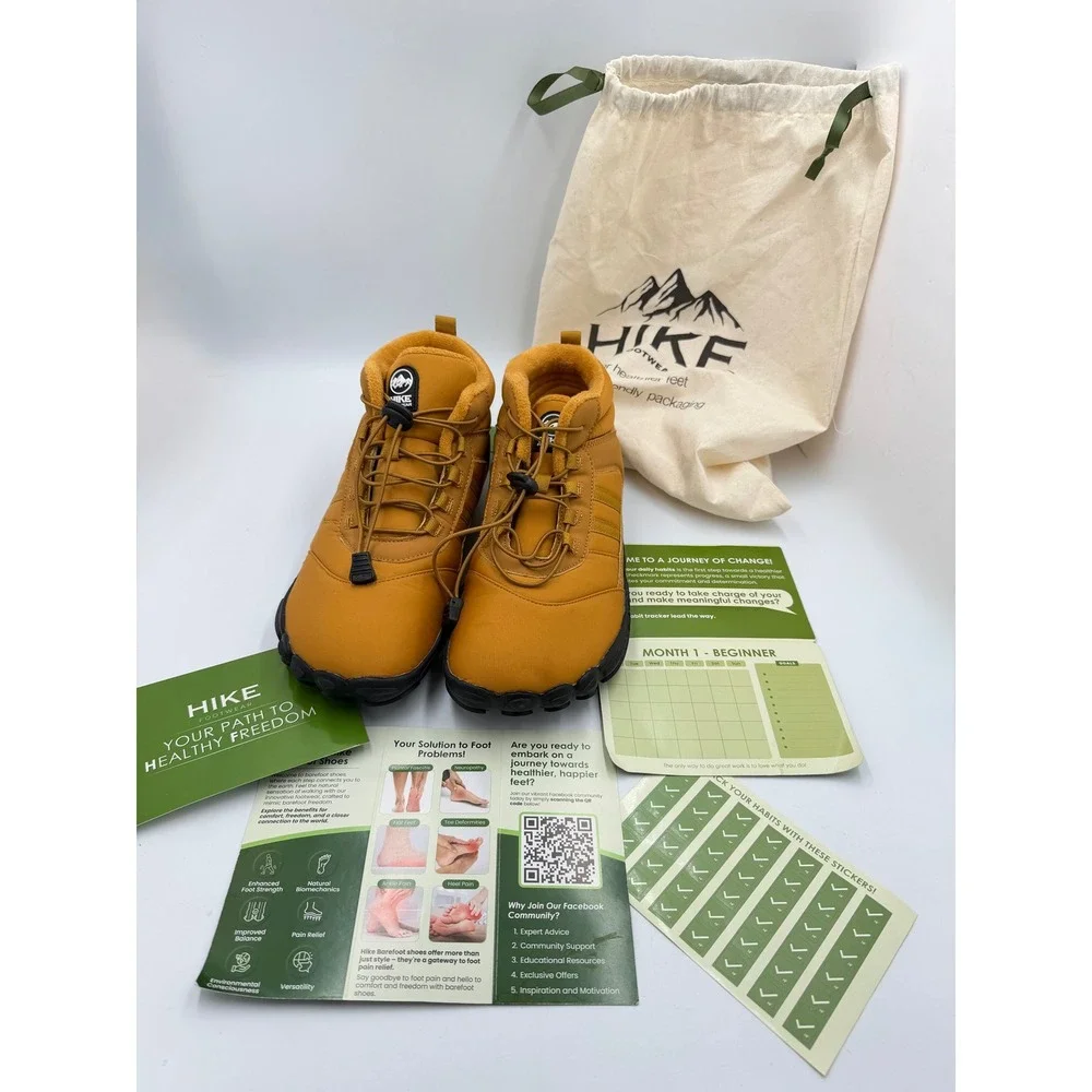 HIKE Footwear HF Barefoot Winter Boots Mens EU 42 Yellow Insulated Wide Toe Box