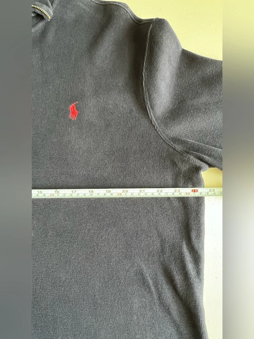 Polo Ralph Lauren Quarter Zip Pullover Sweater Navy Red Pony Size L