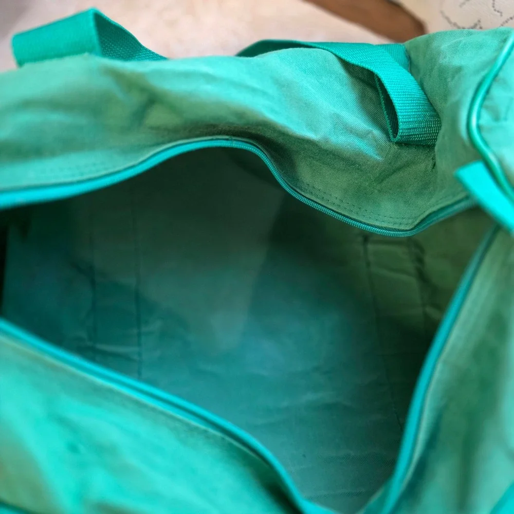 Vintage Canvas Duffle Gym Bag Libbey-Owens-Ford Ottawa Green Air-Tex