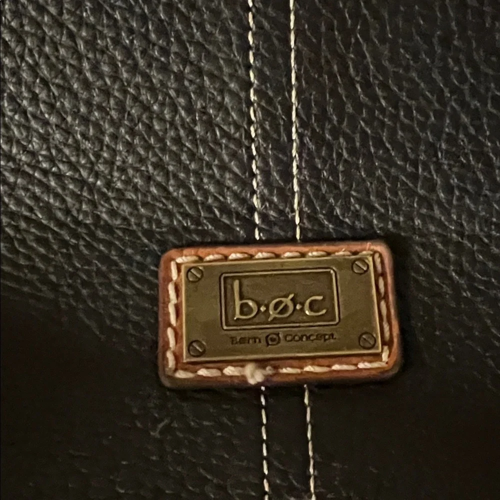 B.O.C. Born Concept Black Leather Handbag with Brown Accents