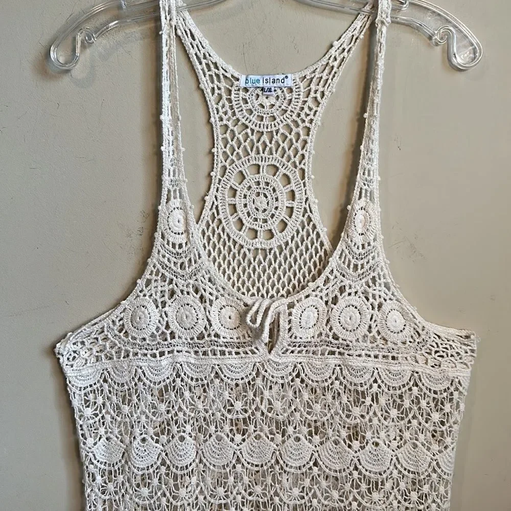 blue island ivory crochet