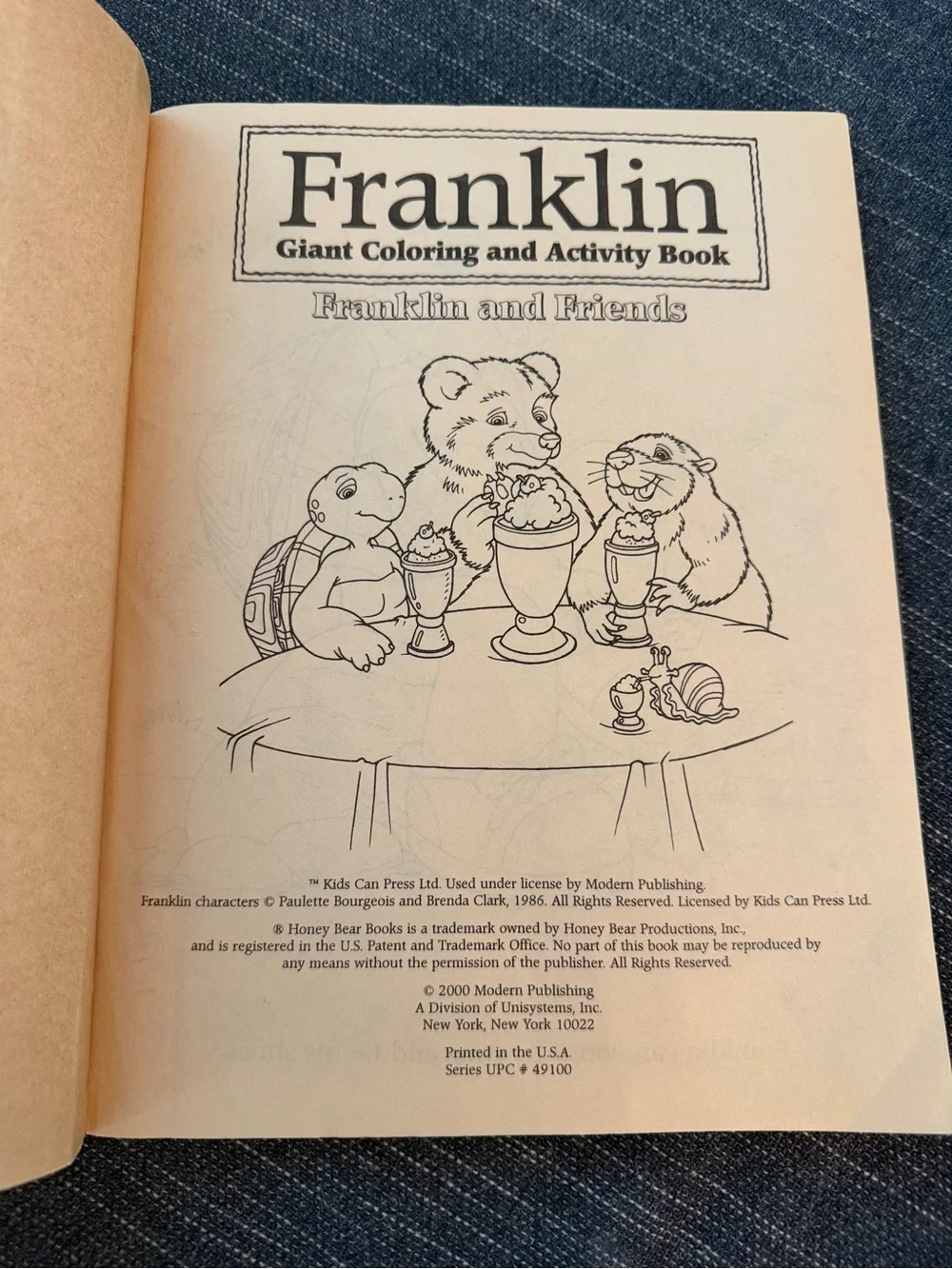 Vintage Franklin & Friends Giant Coloring Activity Book 2000 Turtle