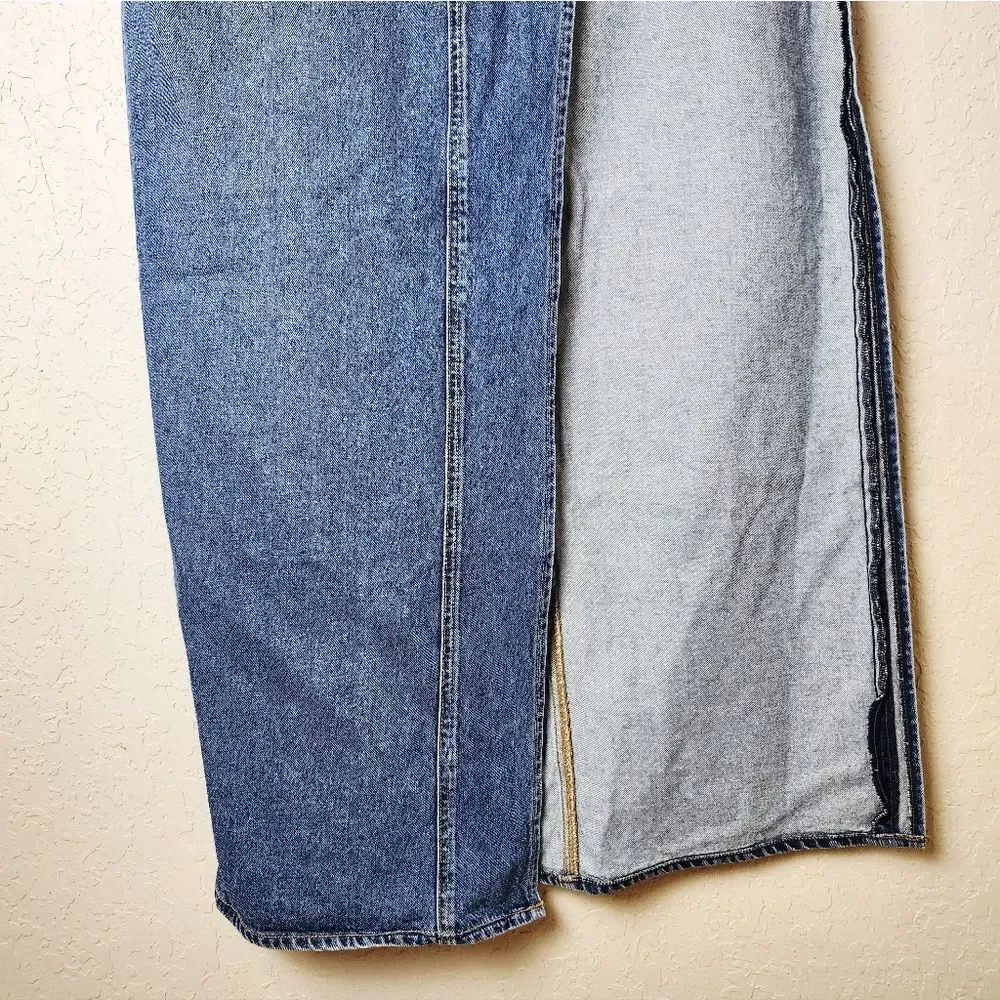 GRLFRND The Blanca Maxi Skirt W/High Slit Denim Jean Skirt Crissy Field Size 29