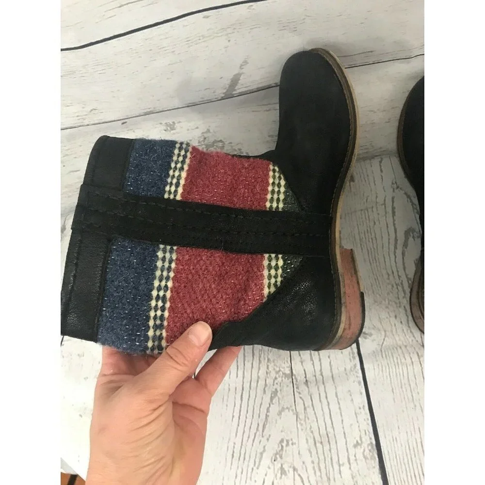 Seychelles Mid-calf Leather Boots Black multi-stri