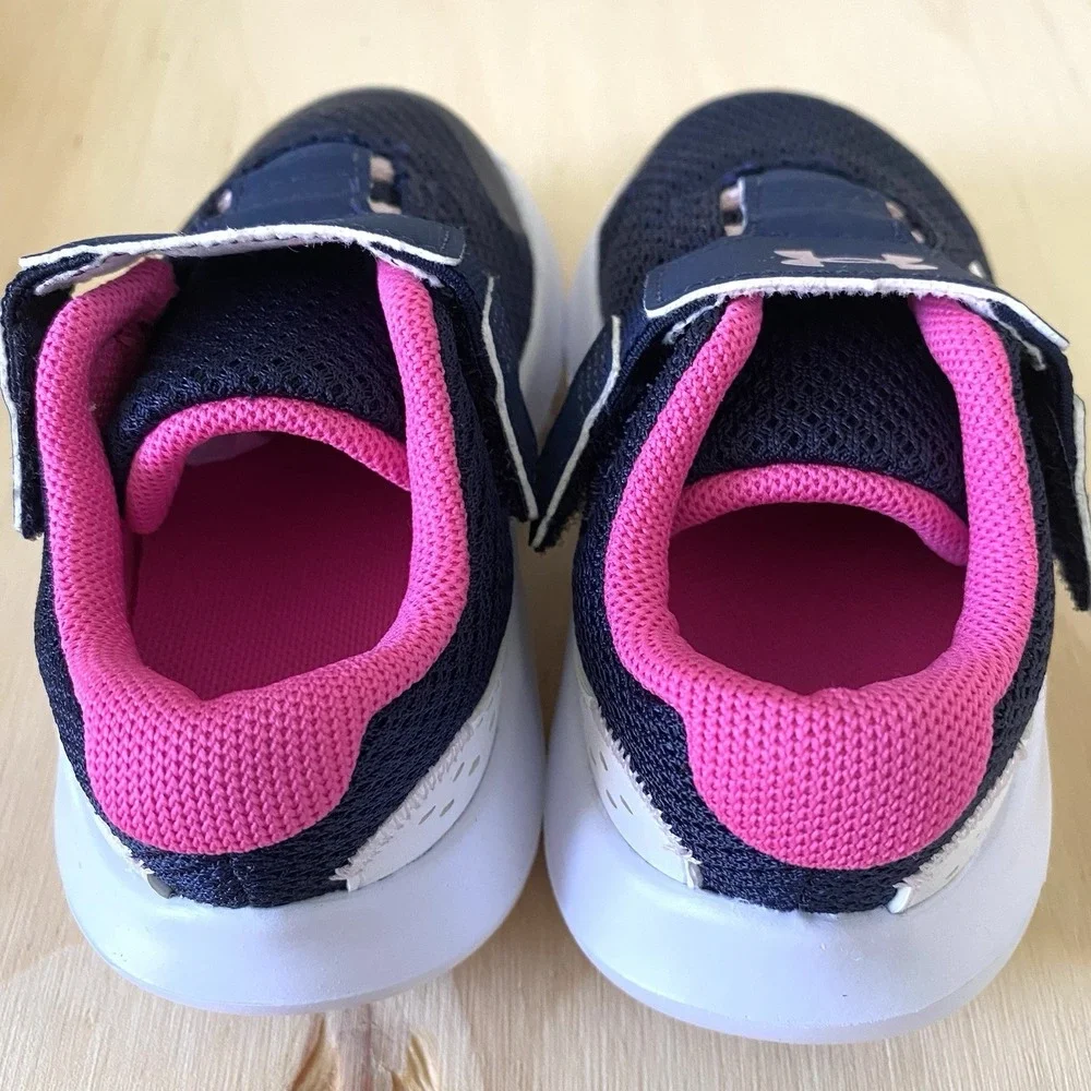 Under Armour Toddler Girls Navy & Pink Tennis Shoes Size 5K NWT
