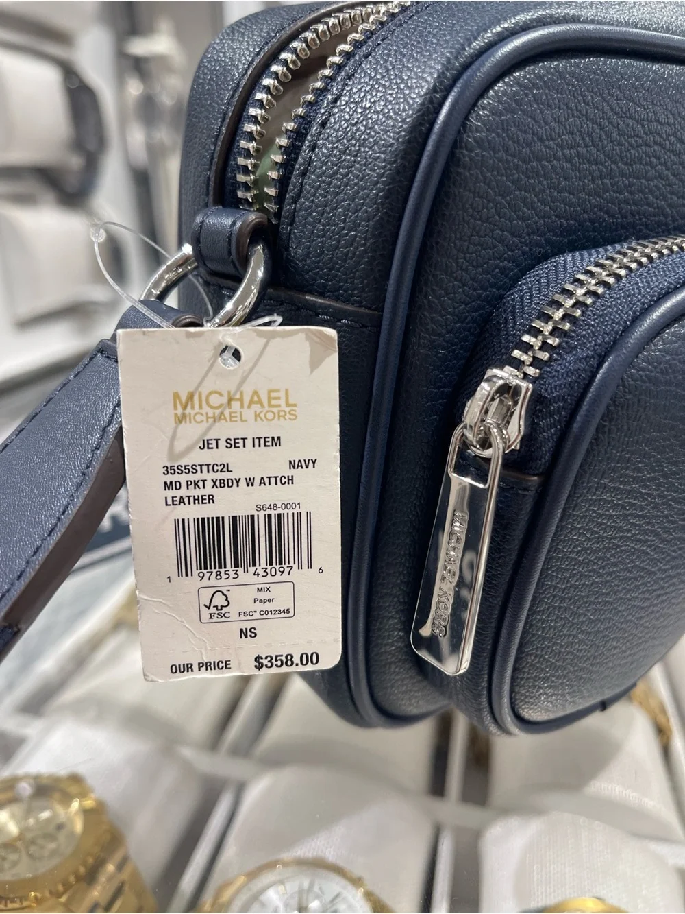 Michael Kors Jet Set Leather Md Pocket Xbody Crossbody Case Apple Airpods Pro®