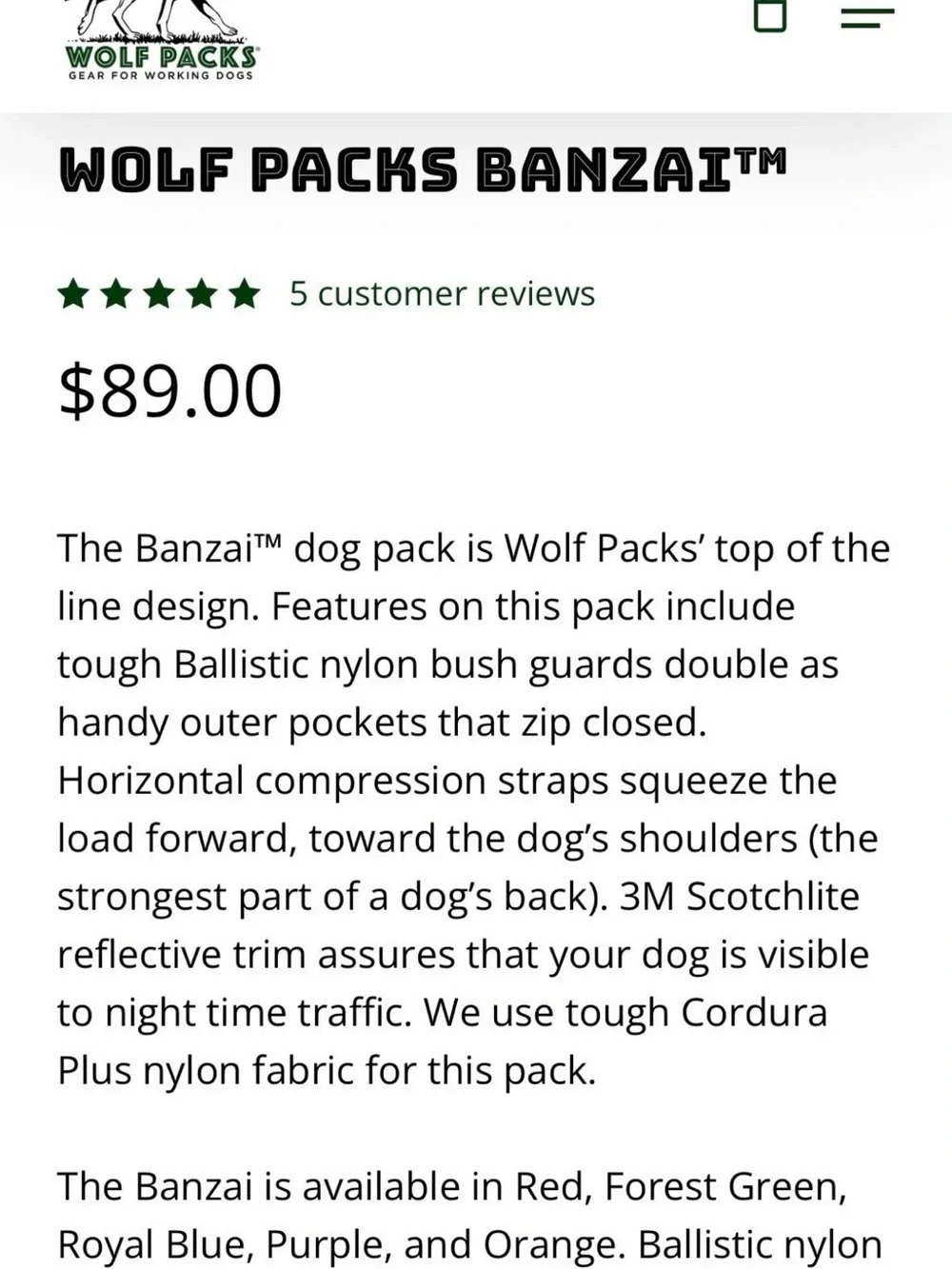 Wolf Packs banzai dog