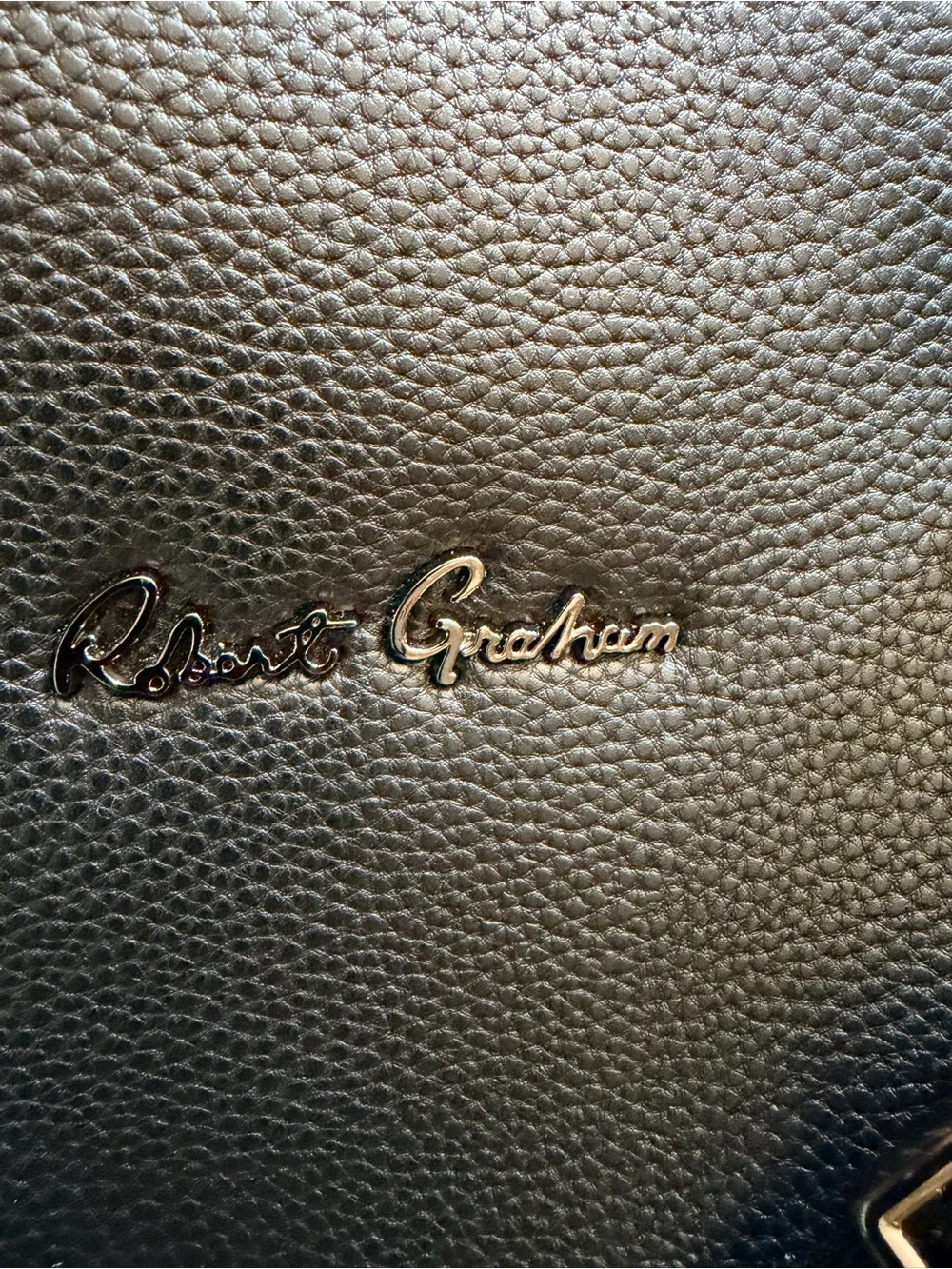 Robert Graham Black Leather Weekender Convertible Duffel Bag