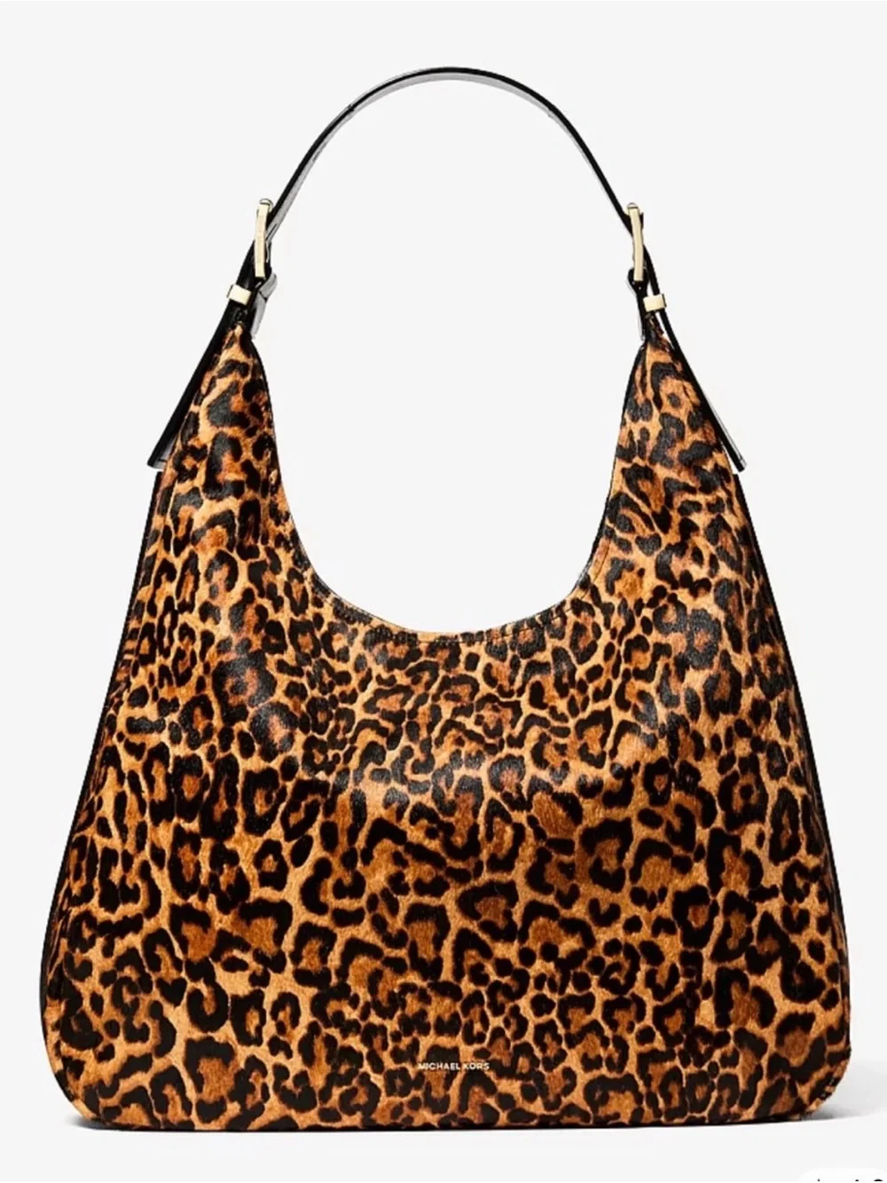 Michael Kors Nolita Large Leopard Print Calf Hair Hobo Shoulder Bag NWT
