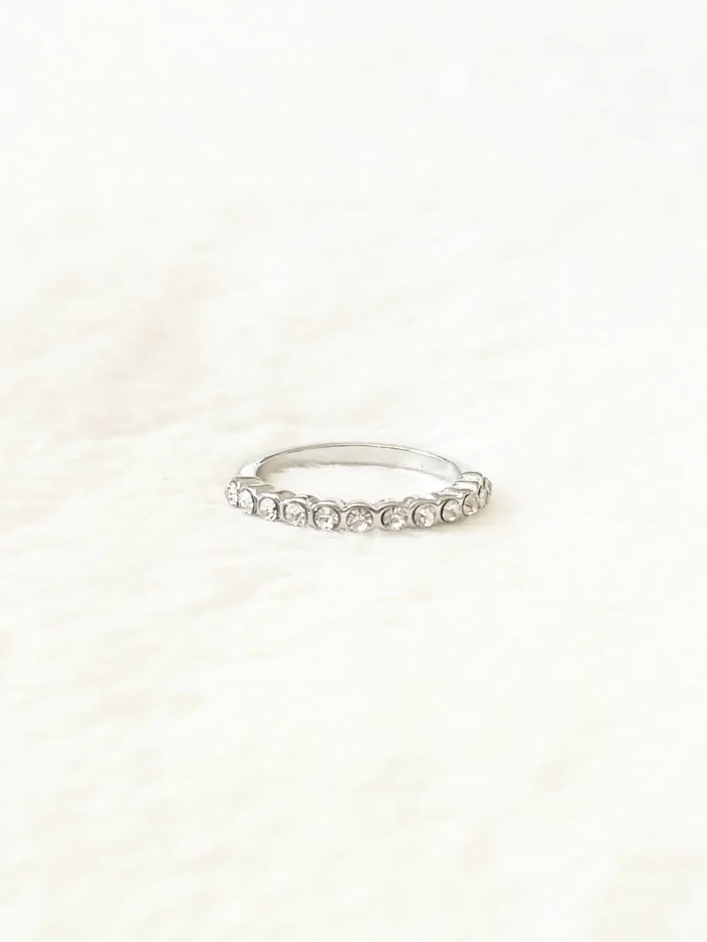 5/$15 🩷 MUST BUNDLE Classic Silver Crystal Half-Eternity Ring - Clear Stone