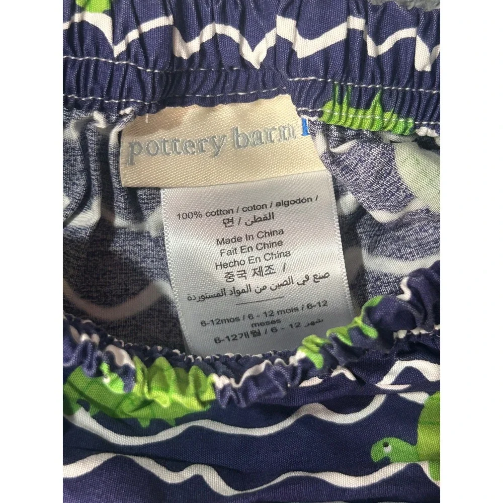 Pottery Barn Kids Sun Hat Diaper Cover 6-12M Navy Blue Turtle Coastal Beach Baby