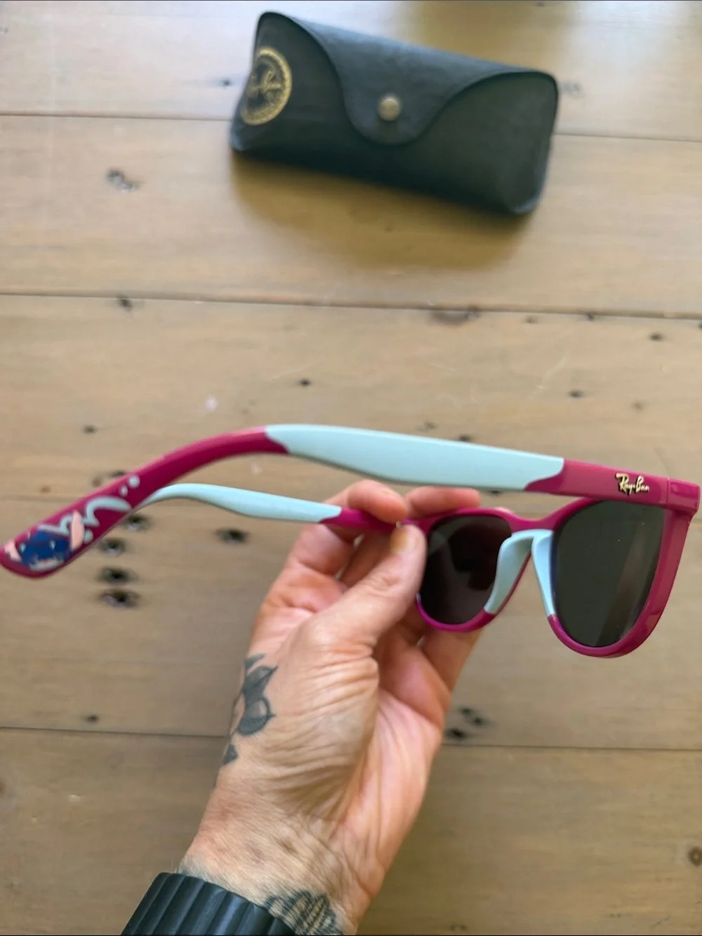 Ray-Ban Kids Disney Stitch Pink/Turquoise Wayfarer Sunglasses with Case