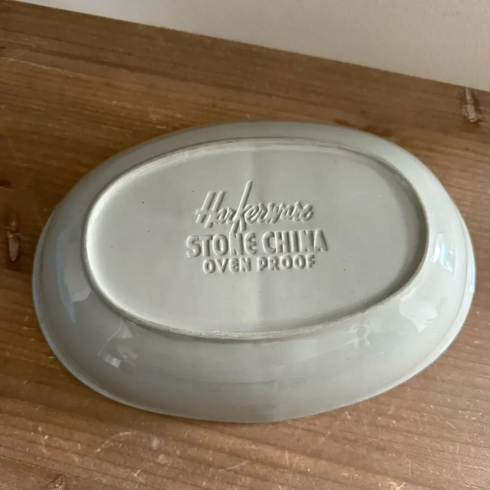 HARKERWARE blue stone china divided serving Dish ovenproof