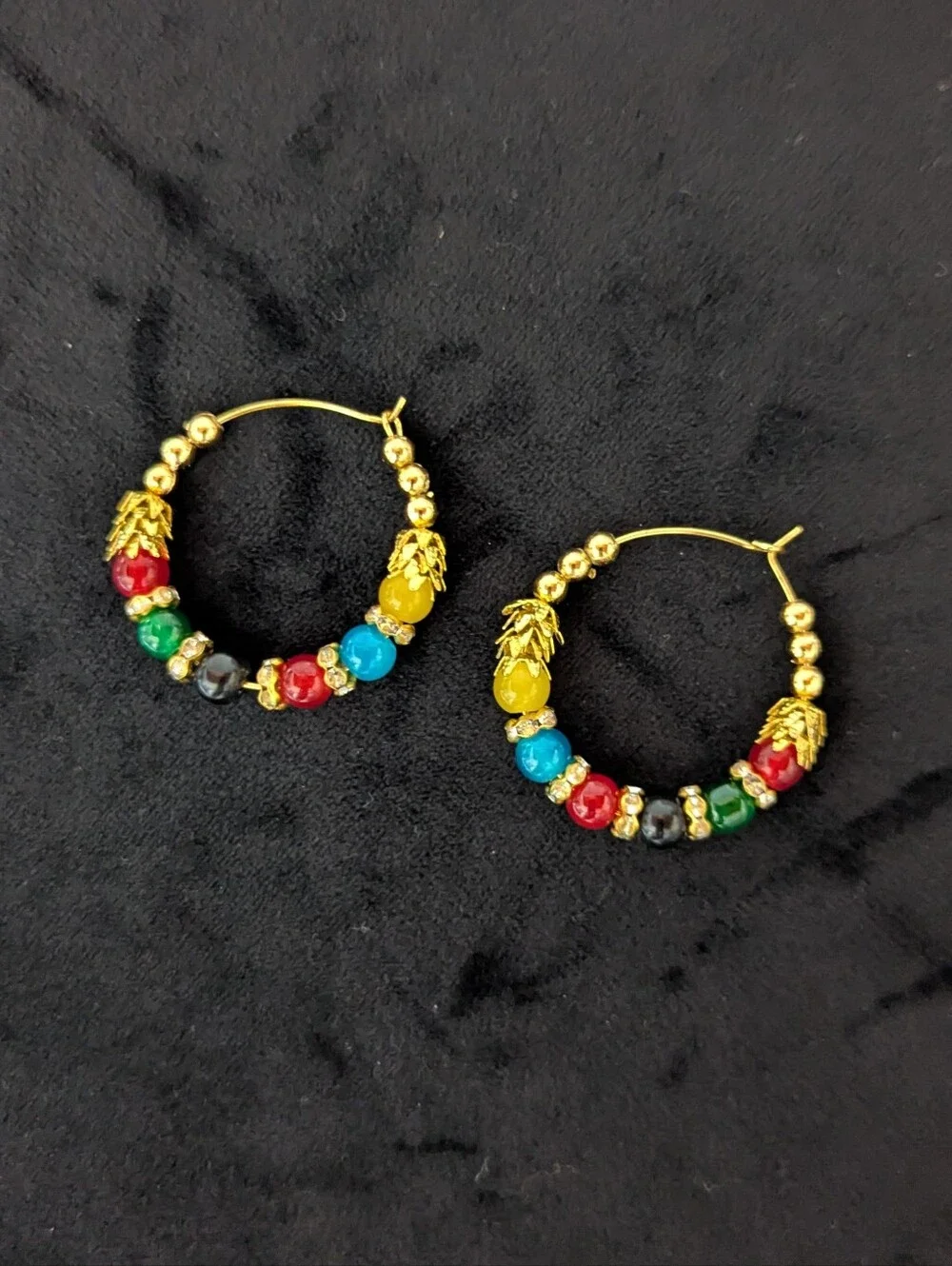 Boho Gold Hoop Earrings with Multicolor Beads Women Jewelry Indian Lehenga