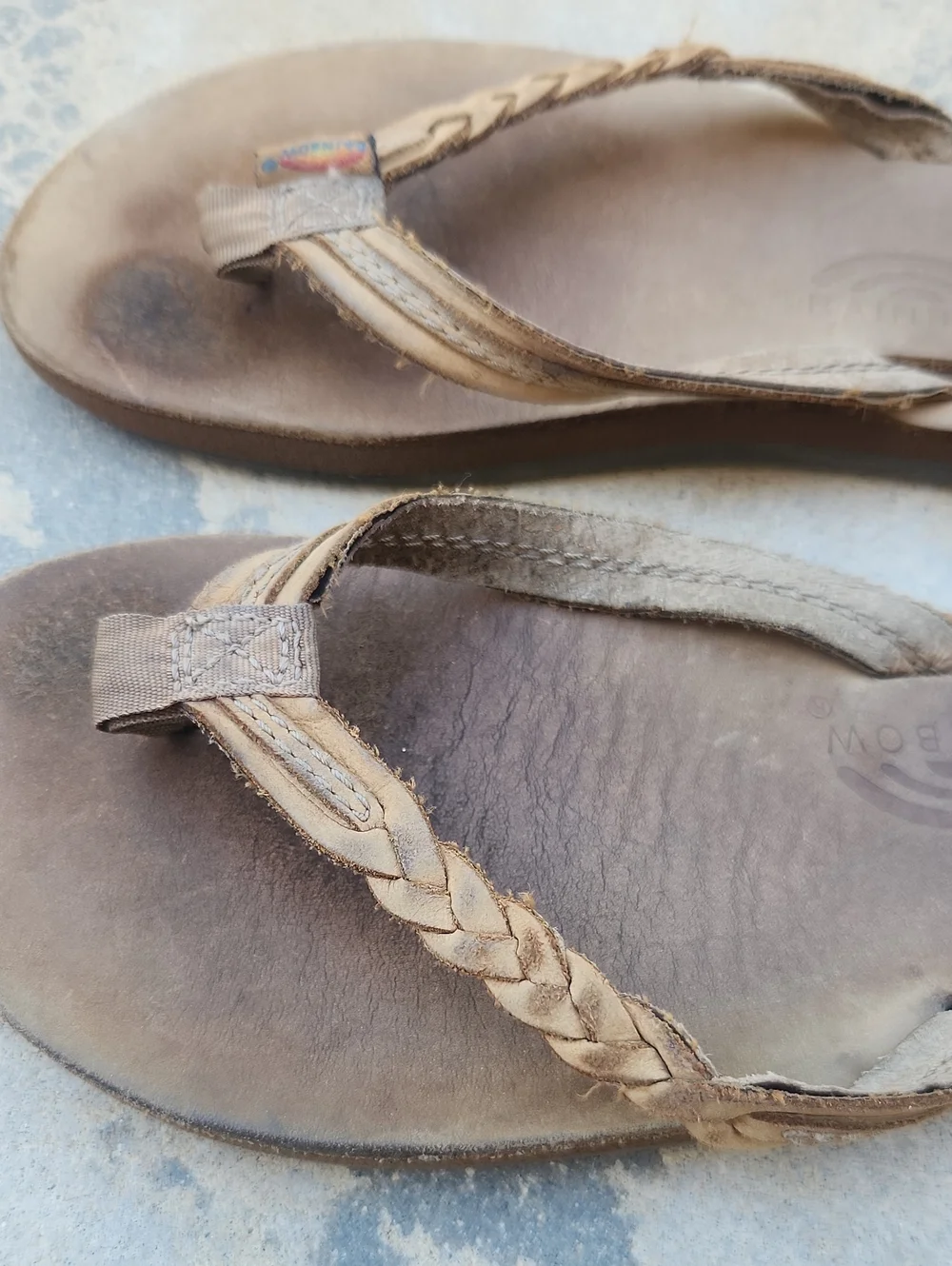 Rainbow flip flops