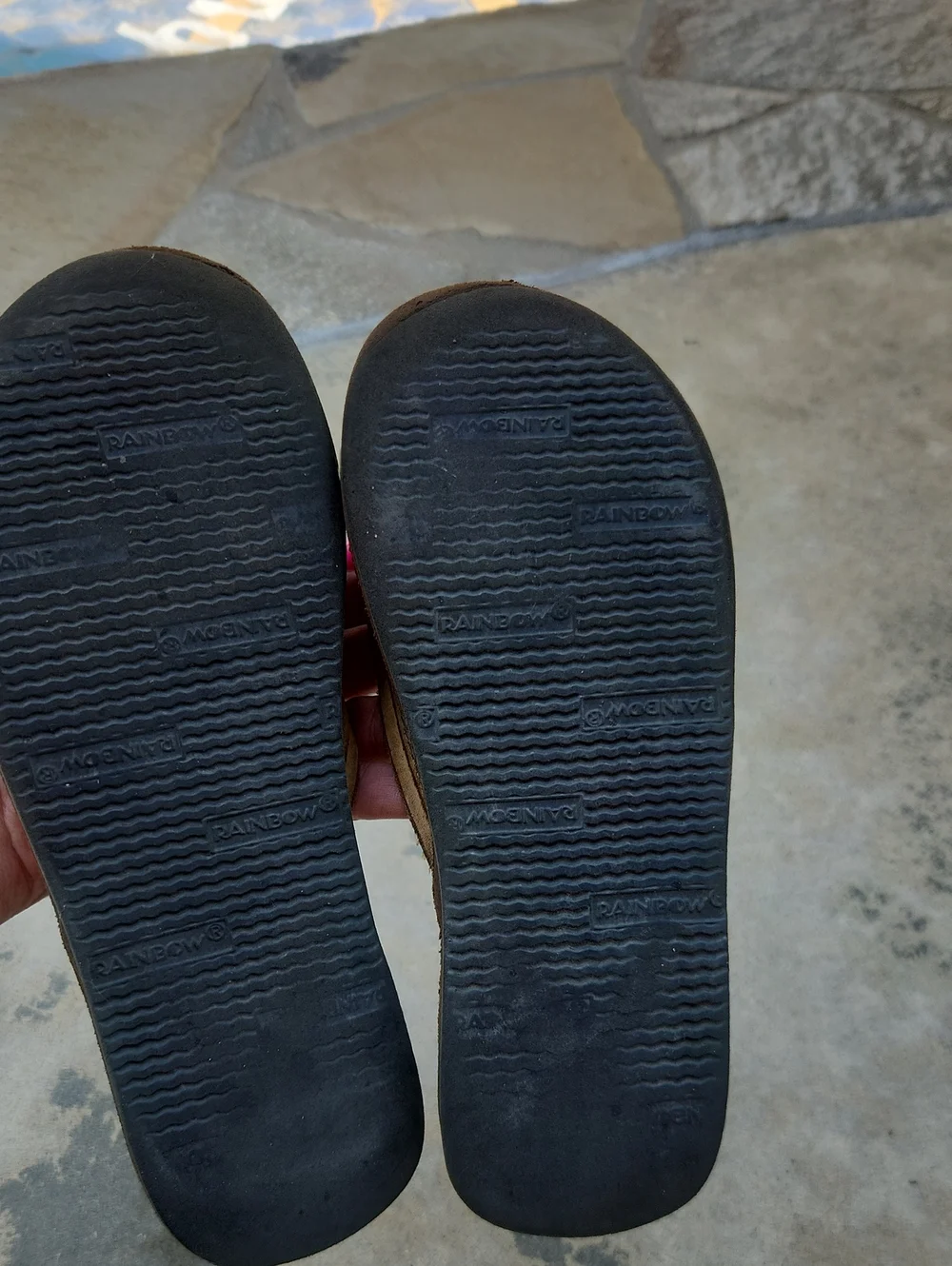 Rainbow flip flops