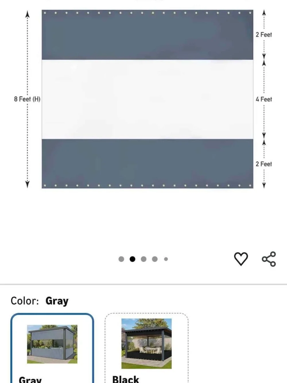 Gray Outdoor Gazebo Privacy Screen Panel - Brand:
