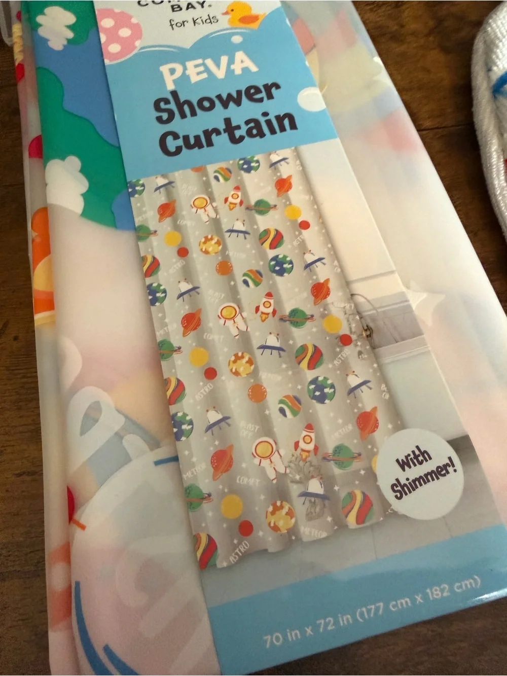 Astronaut & Celestial Childs Shower Curtain & Bath 2 Mitts NWT