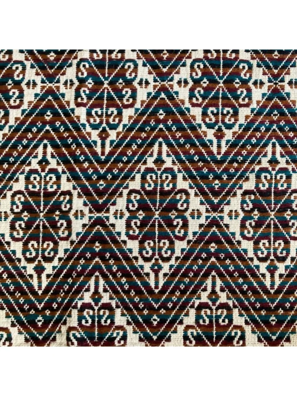 Handwoven Table Runner With Geometric Pattern And Fringe