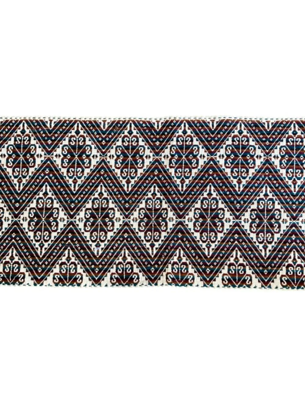 Handwoven Table Runner With Geometric Pattern And Fringe