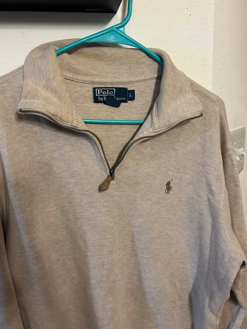 Polo by Ralph Lauren Tan Half-Zip Pullover with Gray Logo