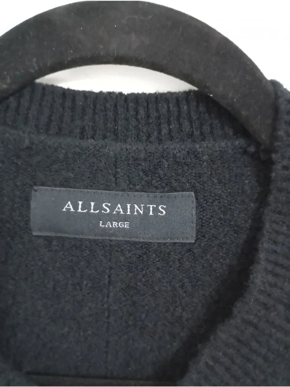 AllSaints Black Crewneck Sweater Mens Large Viscose Wool Blend