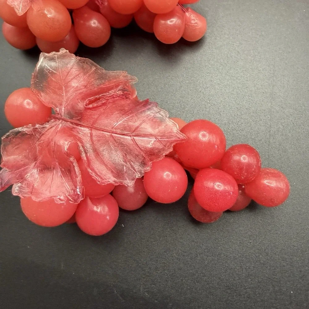 LOT of 10Vintage MCM Retro Soft Rubber Artificial Grape Clusters Purple Pink