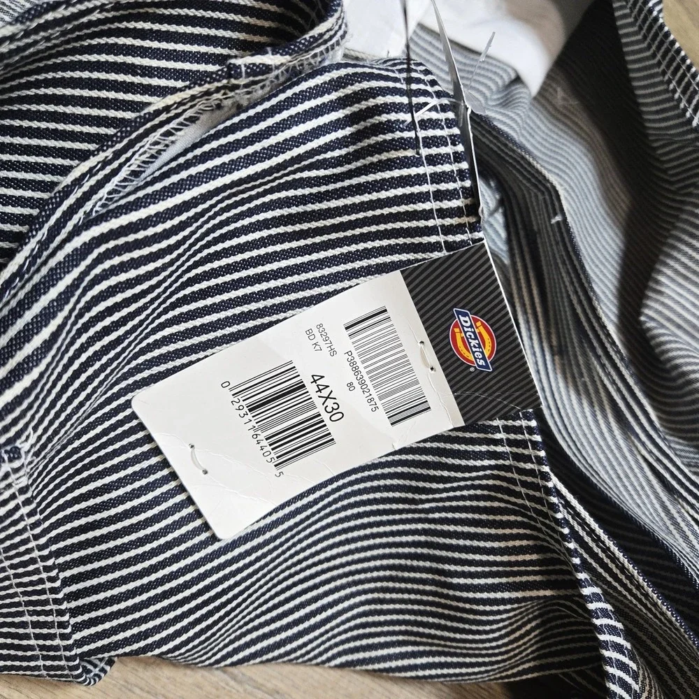 Dickies Hickory Bib Overalls Men Size 44x30 Railroad Stripe Denim