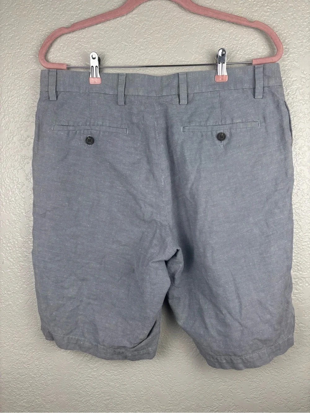 Banana Republic Emerson Short Men's 34 Light Blue Chambray Linen Cotton Chino
