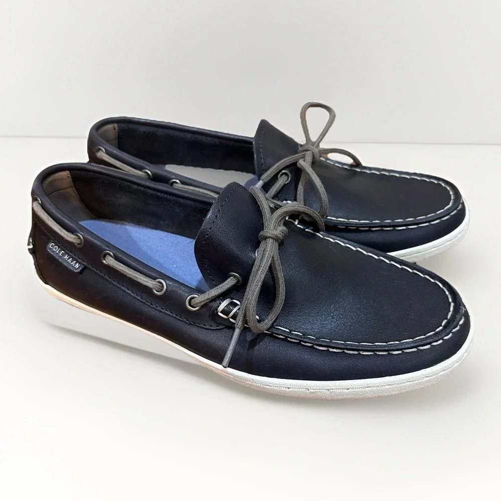 Cole Haan Mens Pinch Roadtrip Camp Moc Blue 7.5 M Navy Leather Boat Shoe Driving
