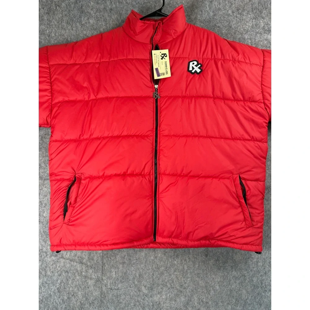 Getrey x RX Fashion Is A Drag Puffer Jacket Red XXL Graphic Streetwear