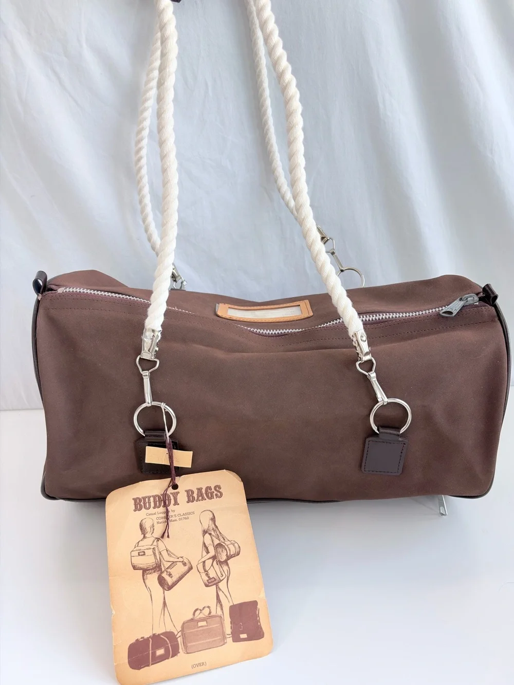 Vintage 1970s “Buddy Bag” Convertible Brown Canvas Duffel Backpack Weekender NOS