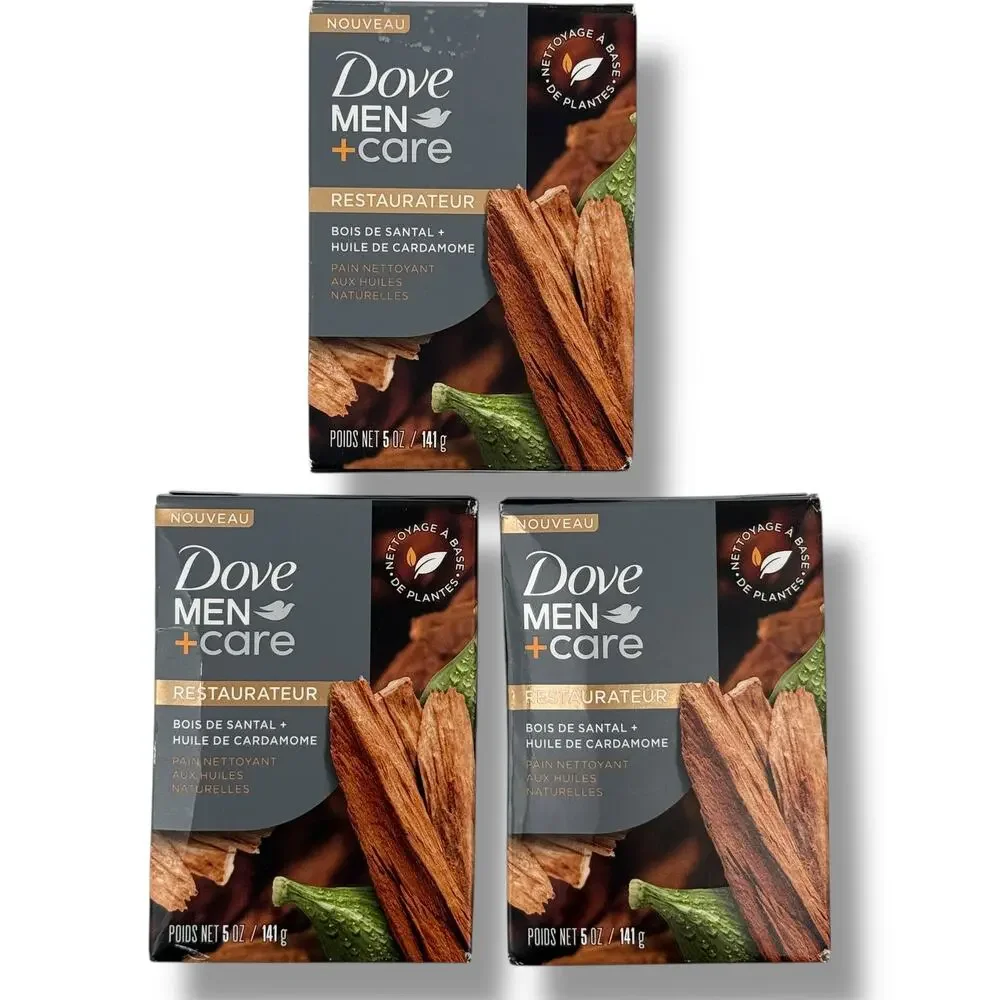 Dove MenCare Restore Sandalwood  Cardamom Oil Cleansing Bar 5 oz Lot of 3