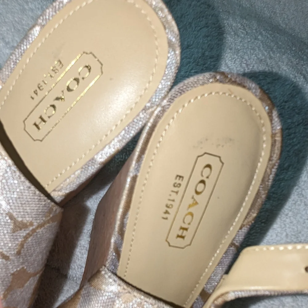 Vintage Coach Jesse wedge cork heeled sandals. 7.5
