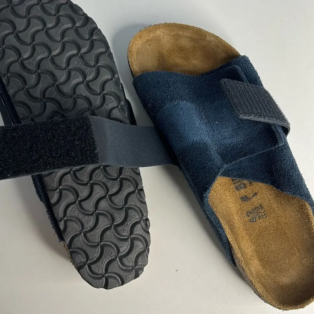 Birkenstock Kyoto Nubuck Leather Sandal Navy Sz 42 Unisex