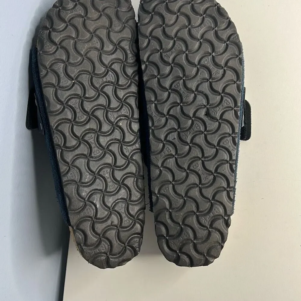 Birkenstock Kyoto Nubuck Leather Sandal Navy Sz 42 Unisex