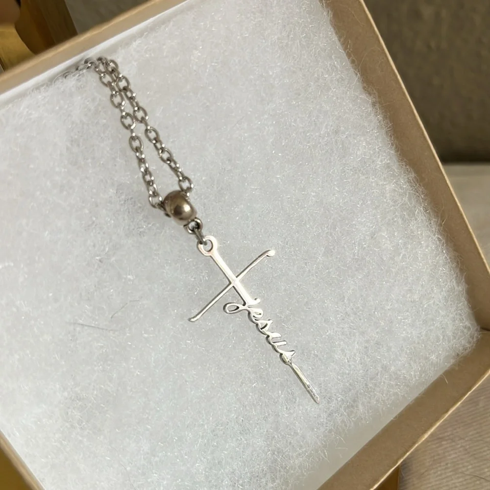God Jesus Lord Cross Stainless Steel Necklace