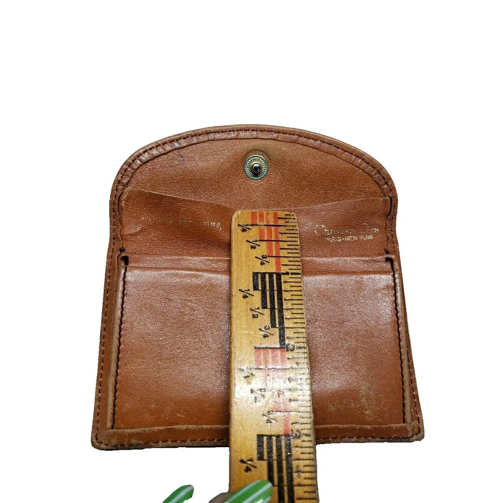 Vintage Christian Dior Brown Leather Card Case Wallet Envelope Oval Logo Graphic