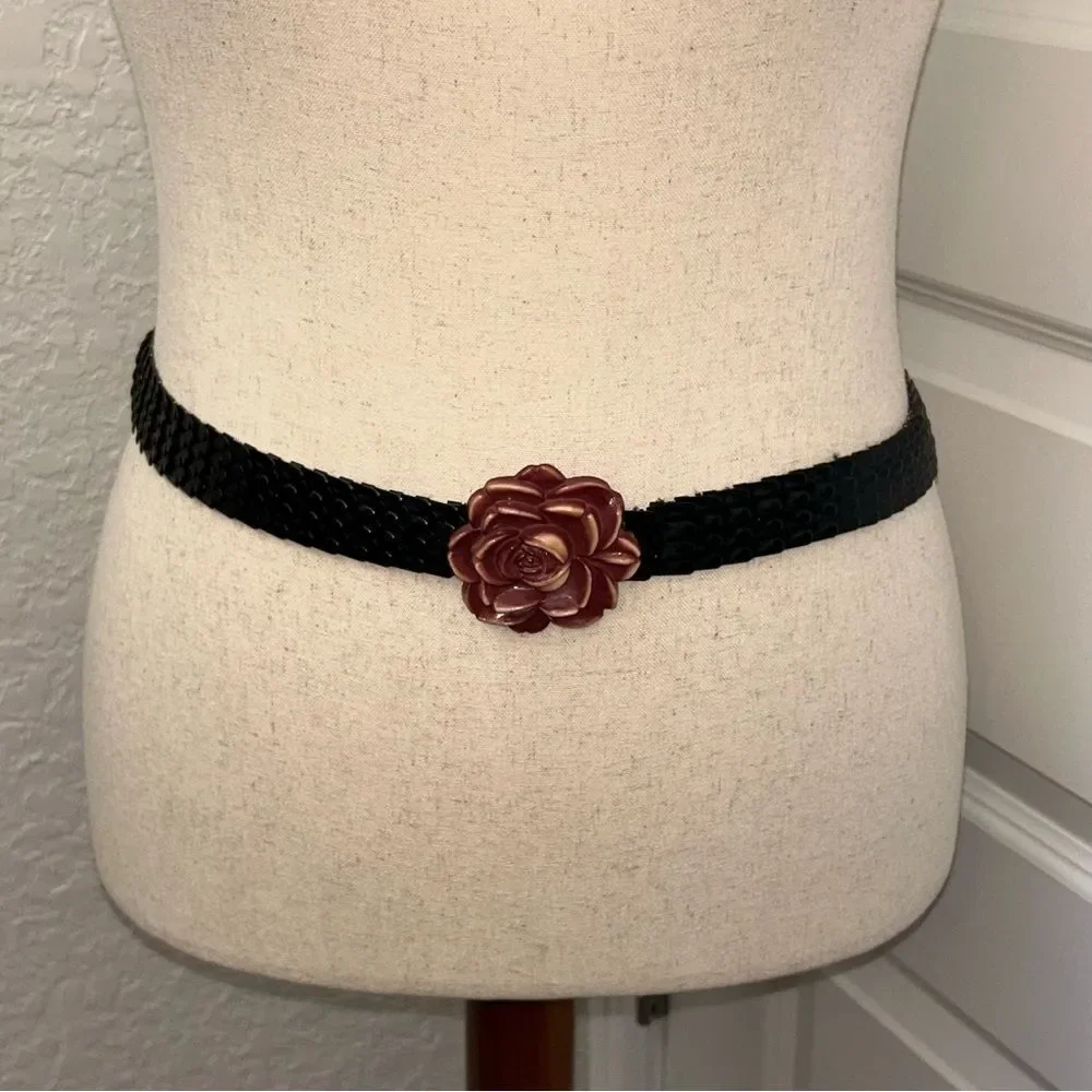 Festival Metal Mermaid Accordian Flower Hook Statement Belt