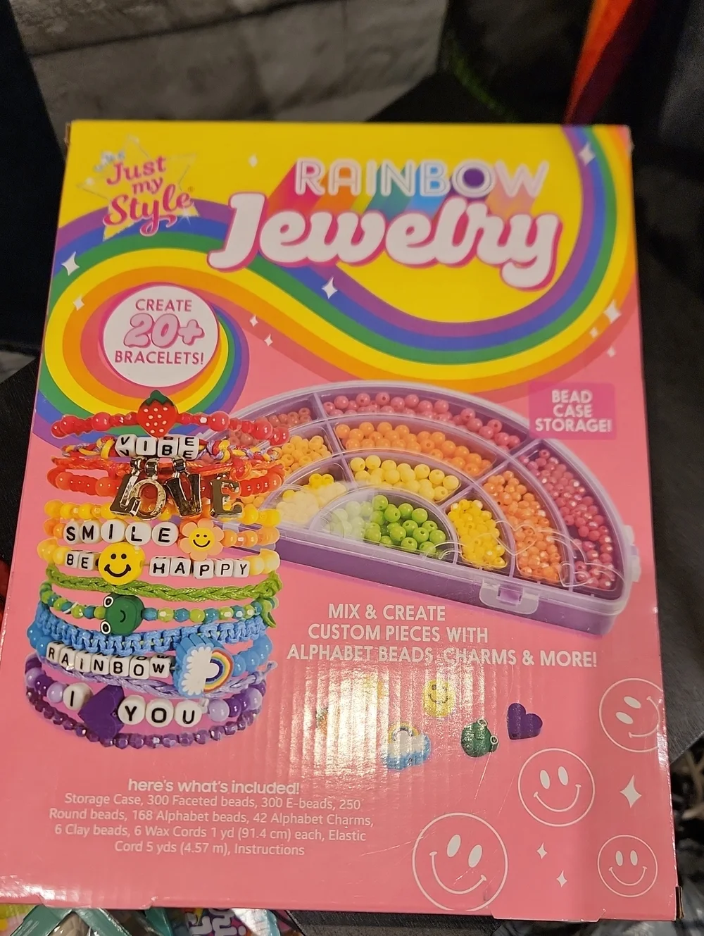 NWT Just My Style Rainbow Jewelry Create 20+ Bracelets Comes With Bead Case