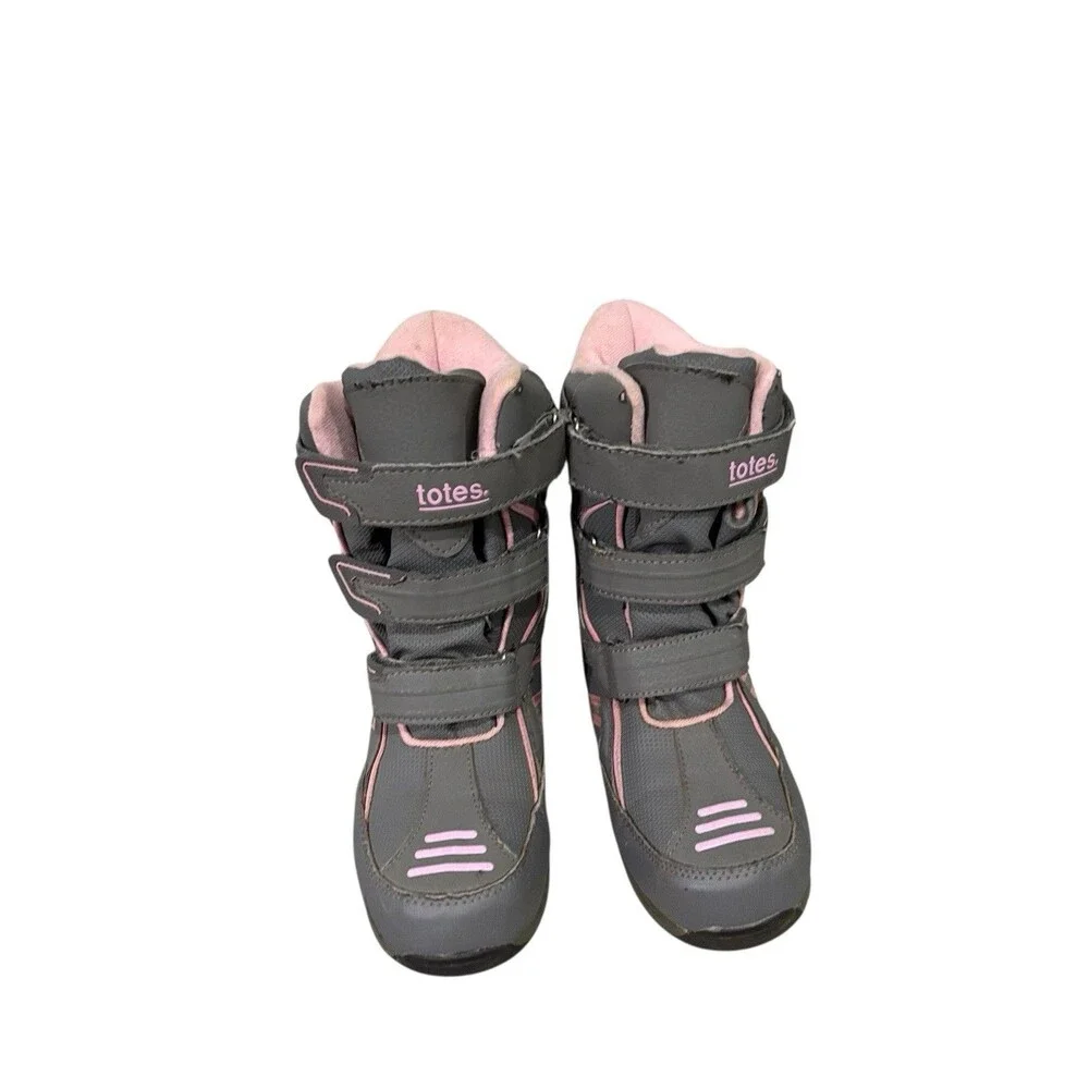 Totes Waterproof Insulated Snow Boots Waterproof  Gray Pink Sz 3M Rachel