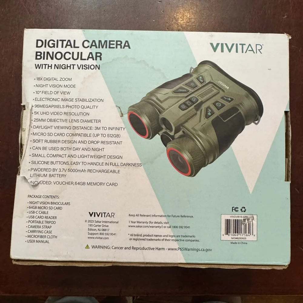 NWB Vivitar Digital Camera Binoculars 18X Zoom Night Vision 5K UHD Video 96MP VI